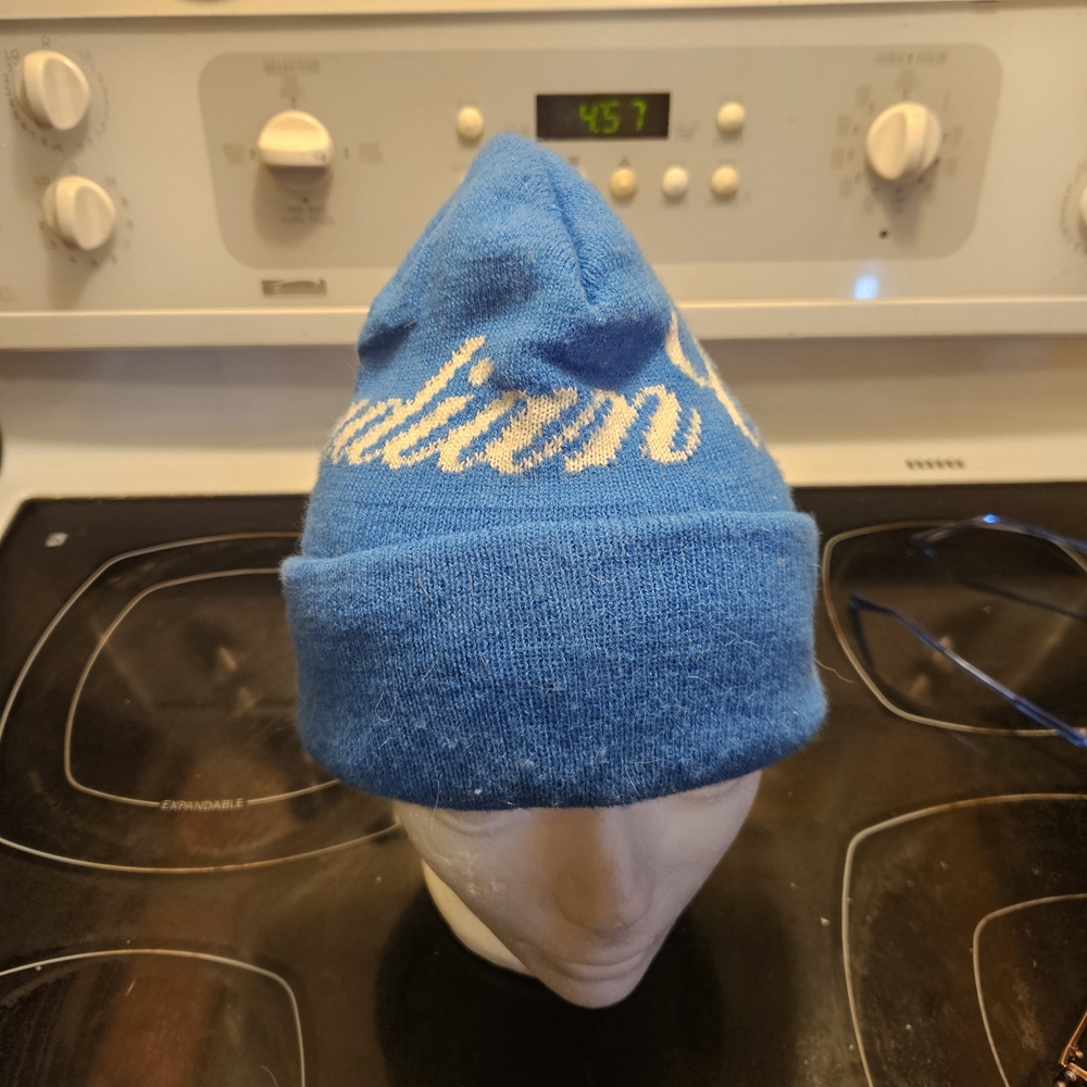 Blue Knit Beanie with White Script Design Canadian Classic Wisky - Picture 5 of 5